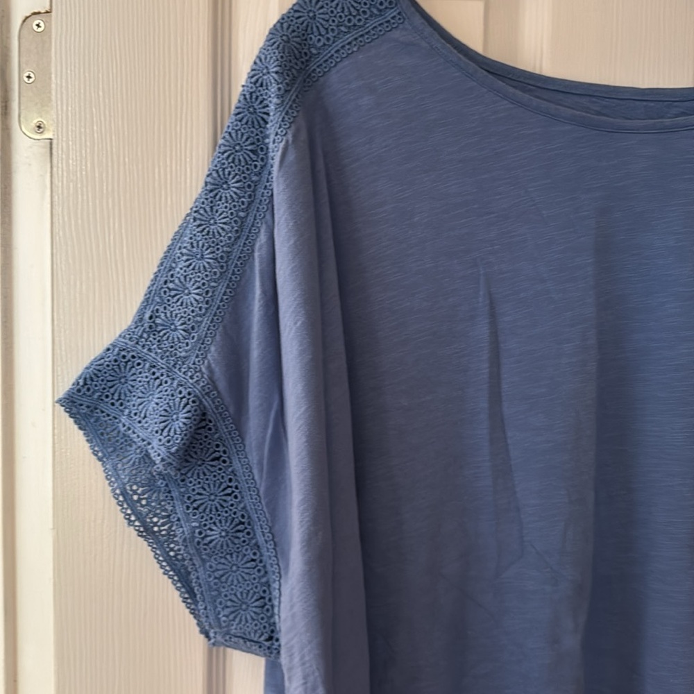 Coldwater Creek Blue Boxy Short Sleeve Tshirt